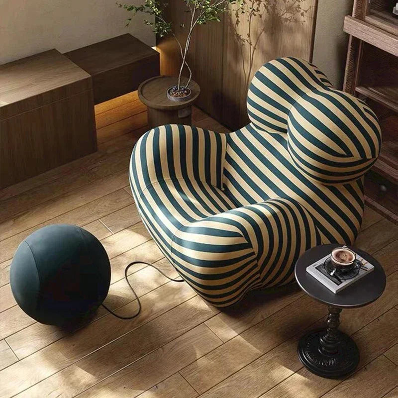 Designer Styles,Mom's Embrace Sofa, Modern Striped Bean - Bag Sofa with Ottoman, Cozy & Stylish Living Room Furniture