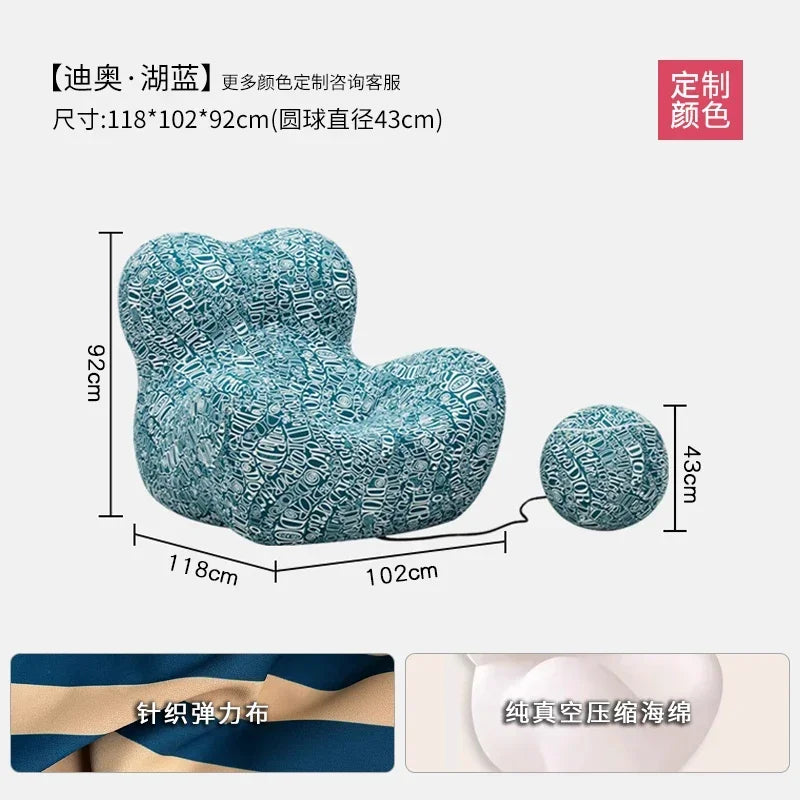 Designer Styles,Mom's Embrace Sofa, Modern Striped Bean - Bag Sofa with Ottoman, Cozy & Stylish Living Room Furniture