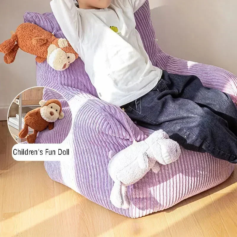 Fabric Corduroy Lazy Chair Balcony Tatami EPS Padded with Footrest Cushion Sofa Modern Simple Beanbag Sofa Home Furniture Gift