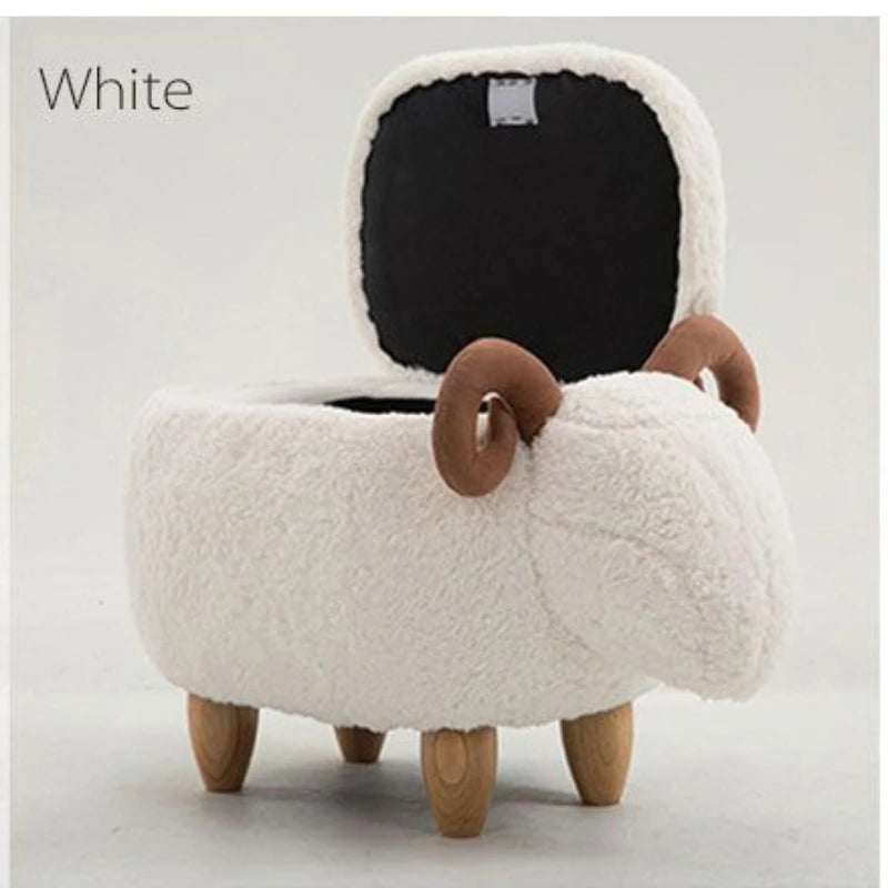 Creative Animal Stool, Cute Lamb Storage Stool for Home Living Room Decoration, Cartoon Children's Stool, Sheep Sofa Stool