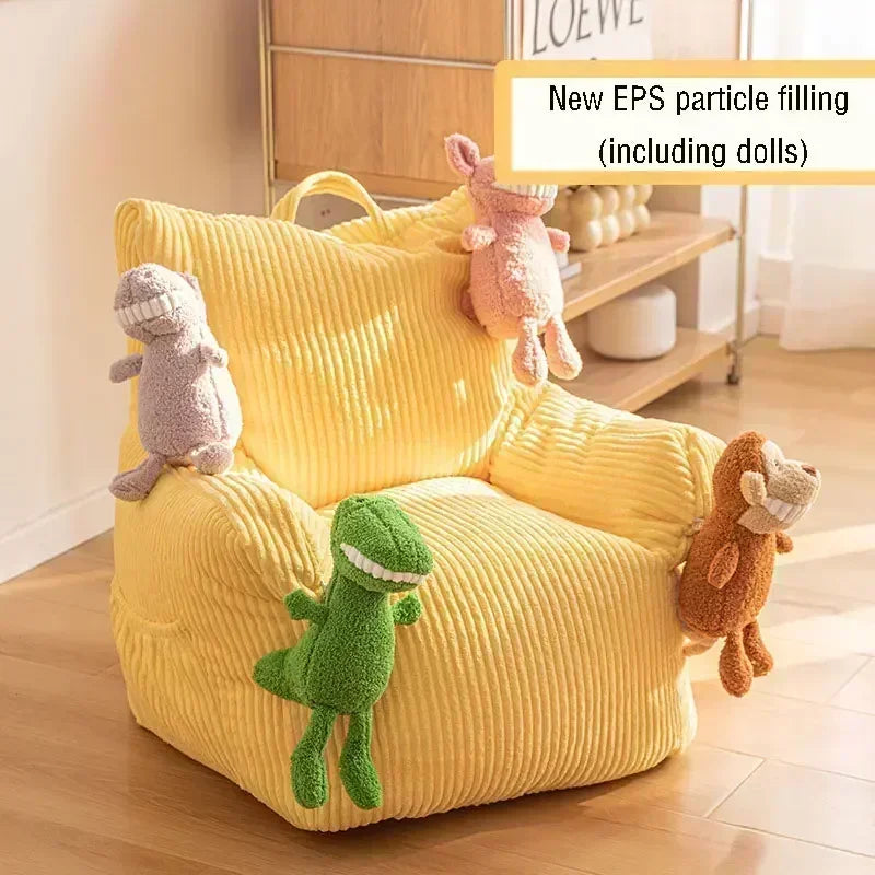 Fabric Corduroy Lazy Chair Balcony Tatami EPS Padded with Footrest Cushion Sofa Modern Simple Beanbag Sofa Home Furniture Gift