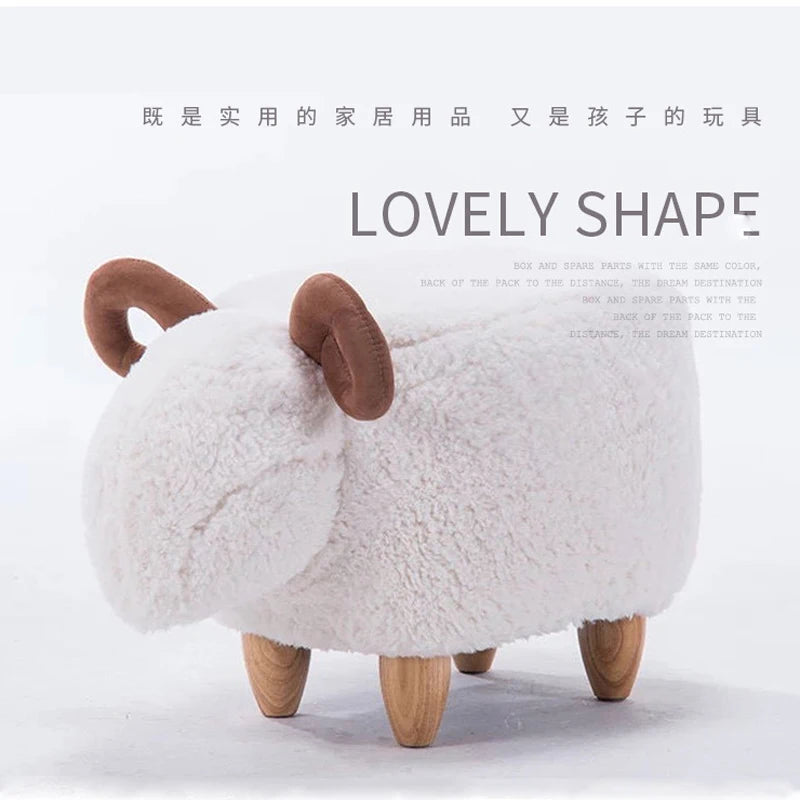 Creative Animal Stool, Cute Lamb Storage Stool for Home Living Room Decoration, Cartoon Children's Stool, Sheep Sofa Stool