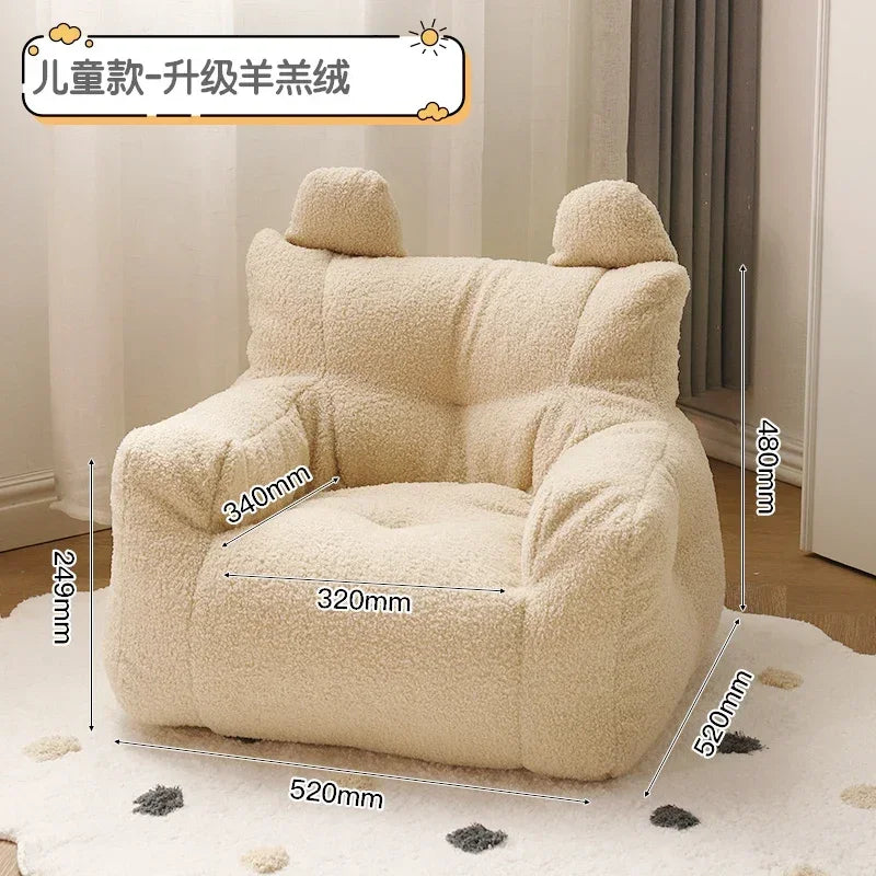 OTAUTAU Children Small Bean Bag Cover Without Filler Beanbag Sofa Chair Soft Fleece Armchair Couch Pet Kids Furniture SF014