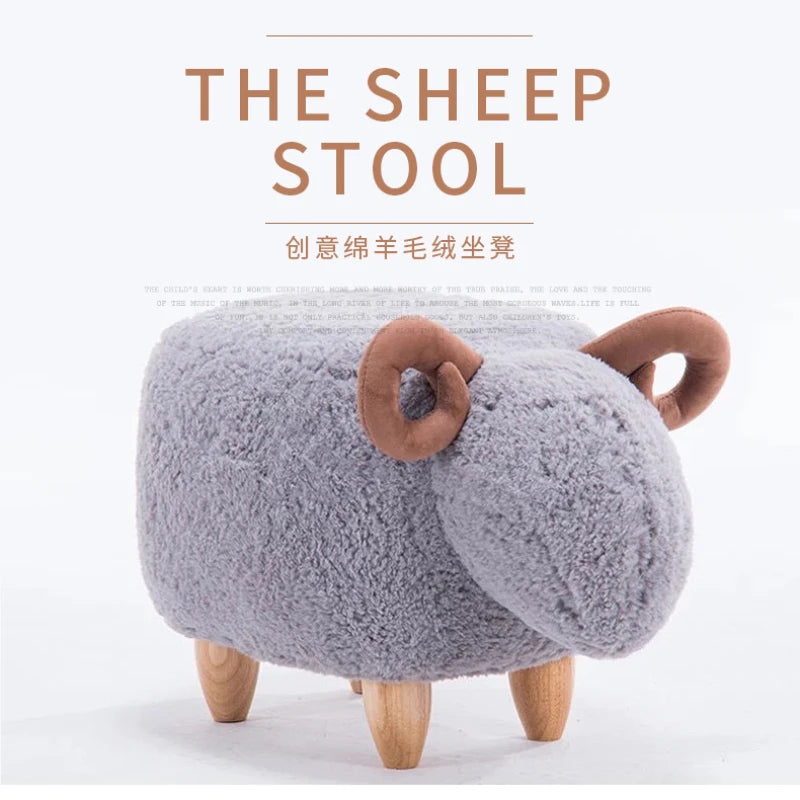 Creative Animal Stool, Cute Lamb Storage Stool for Home Living Room Decoration, Cartoon Children's Stool, Sheep Sofa Stool