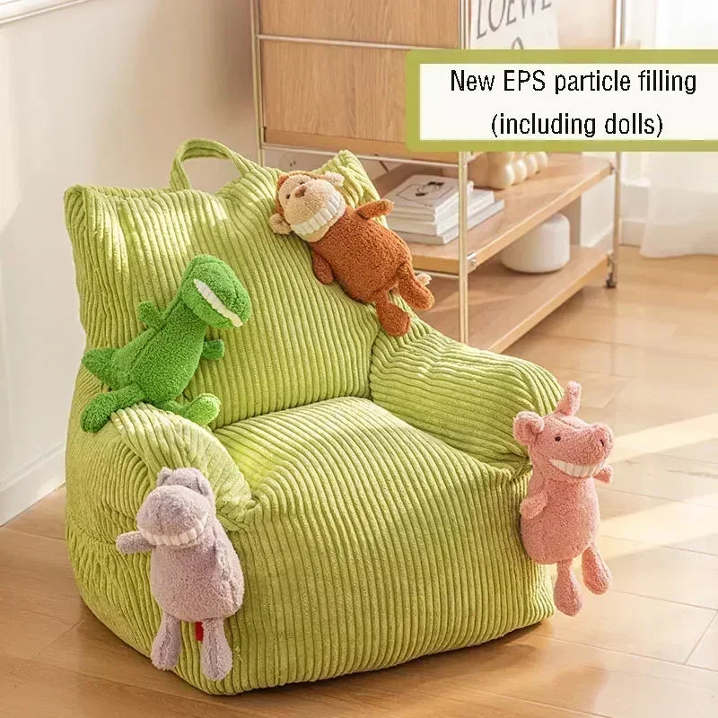 Fabric Corduroy Lazy Chair Balcony Tatami EPS Padded with Footrest Cushion Sofa Modern Simple Beanbag Sofa Home Furniture Gift