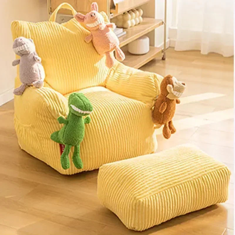 Fabric Corduroy Lazy Chair Balcony Tatami EPS Padded with Footrest Cushion Sofa Modern Simple Beanbag Sofa Home Furniture Gift