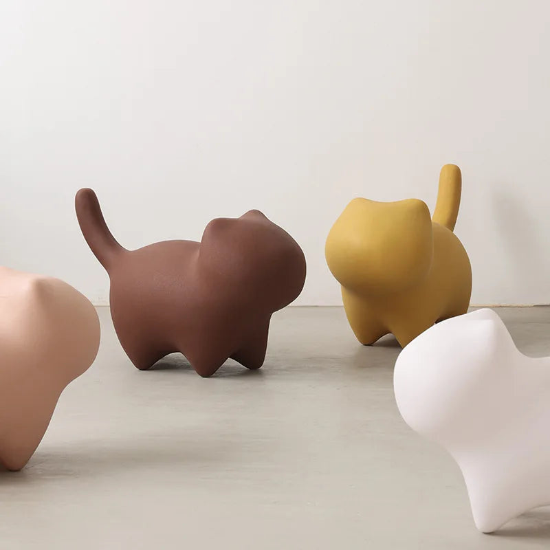 Nordic Design Modern Kids Children Toy PE Eco-environment Animal Outdoor Cat Low Stool Chair Furniture Space Saving Furniture