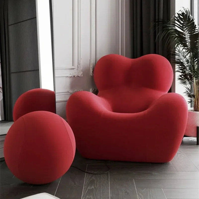 Bauhaus Designer Style Mom's Embrace Sofa Modern Striped Bean Bag Sofa with Ottoman Cozy & Stylish Living Room Furniture