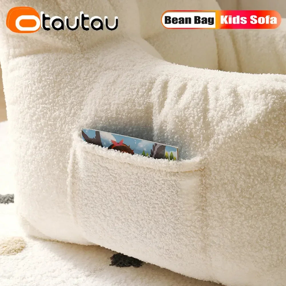 OTAUTAU Children Small Bean Bag Cover Without Filler Beanbag Sofa Chair Soft Fleece Armchair Couch Pet Kids Furniture SF014