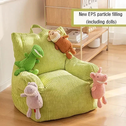 Fabric Corduroy Lazy Chair Balcony Tatami EPS Padded with Footrest Cushion Sofa Modern Simple Beanbag Sofa Home Furniture Gift