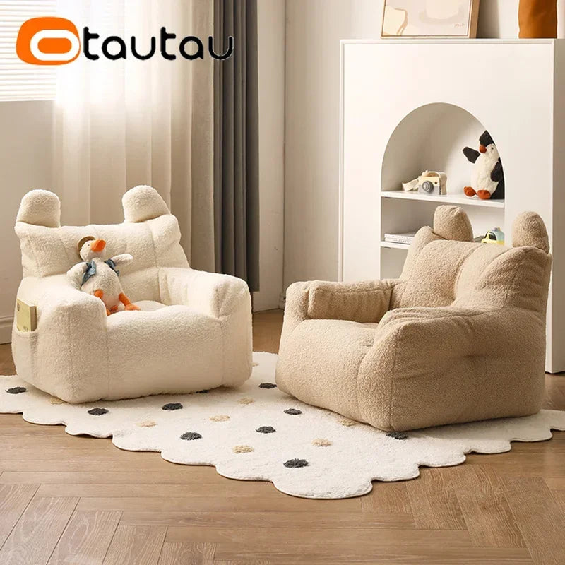 OTAUTAU Children Small Bean Bag Cover Without Filler Beanbag Sofa Chair Soft Fleece Armchair Couch Pet Kids Furniture SF014