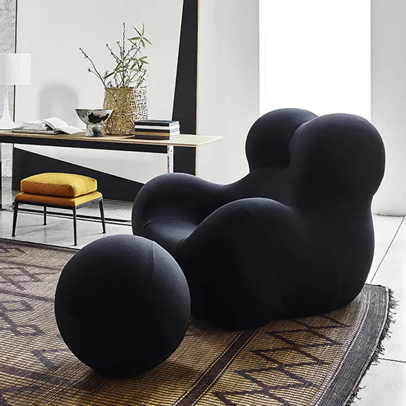 Bauhaus Designer Style Mom's Embrace Sofa Modern Striped Bean Bag Sofa with Ottoman Cozy & Stylish Living Room Furniture