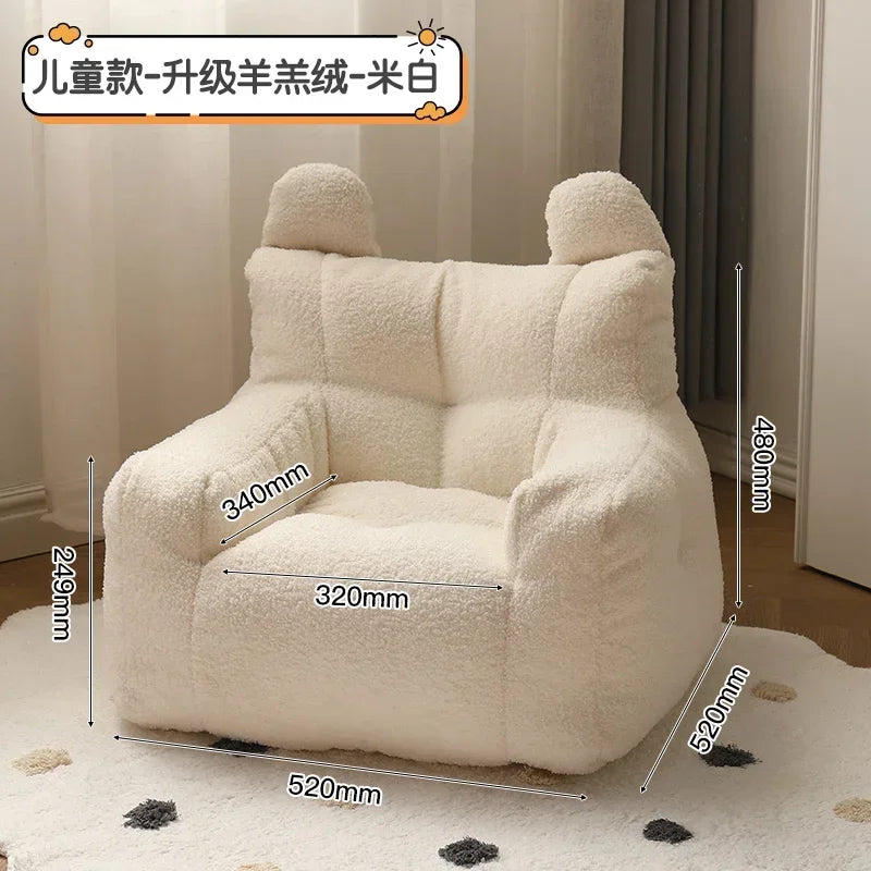 OTAUTAU Children Small Bean Bag Cover Without Filler Beanbag Sofa Chair Soft Fleece Armchair Couch Pet Kids Furniture SF014